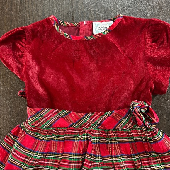 Sugar Plum Red Plaid Dress with Velvet Top Girls Christmas Recital Sz 5 - Picture 4 of 11